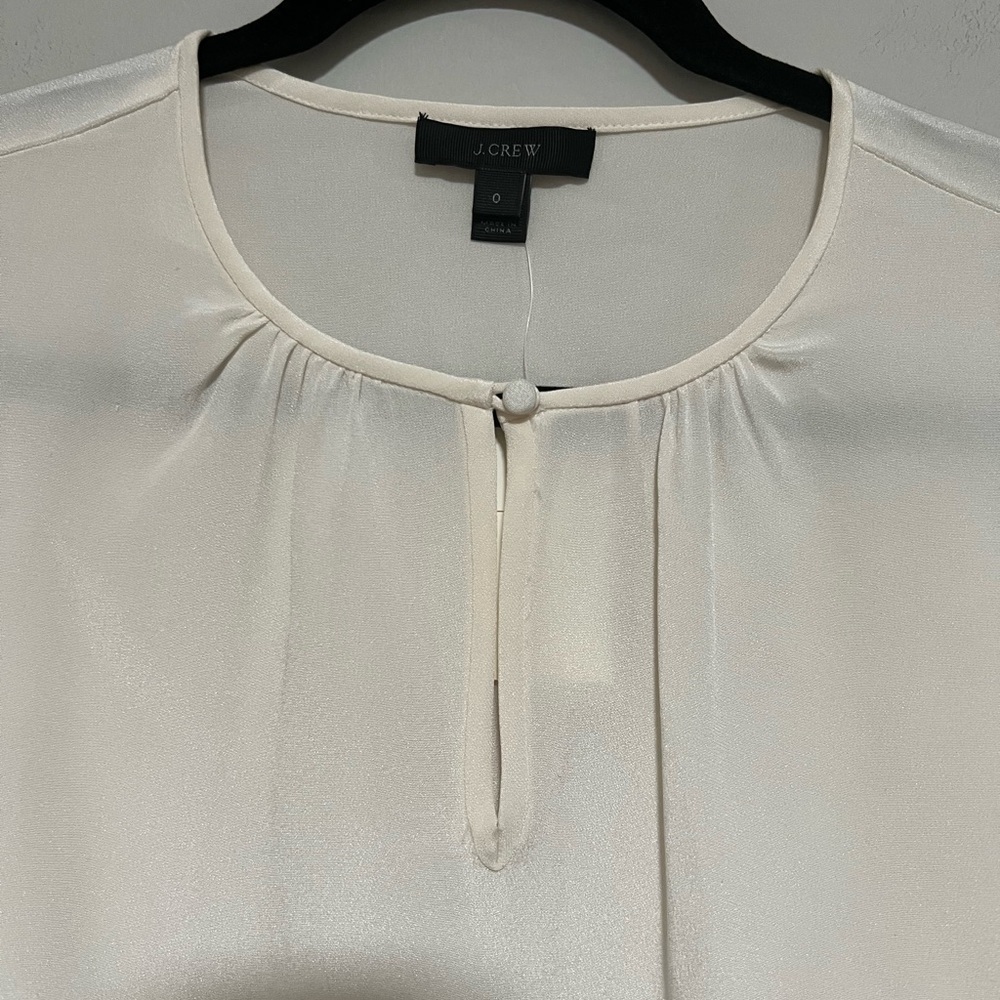 J. Crew Ivory Silk Long Bell Sleeve Top Size 0 Career Office Capsule - Picture 3 of 7